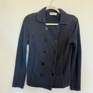 Velvet Double-Breasted Navy Jacket